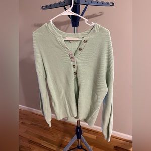 Loft Mint Sweater with Buttons